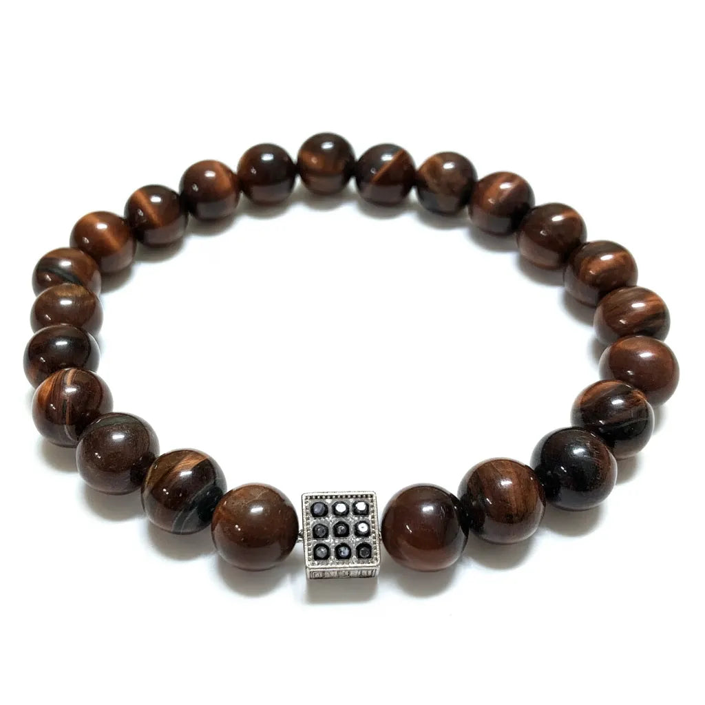 мъжка гривна с полускепоценни камъни тигрово око