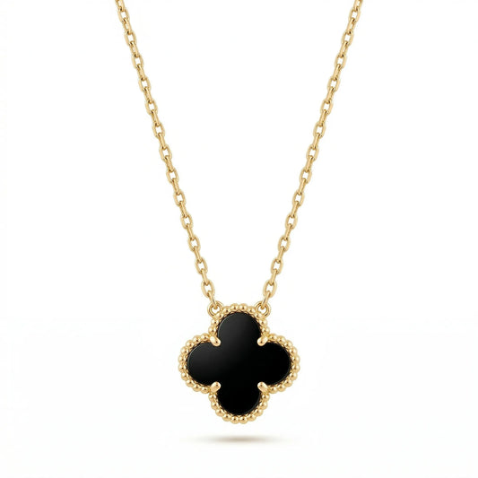 сребърно колие със златно покритие четирилистна детелина