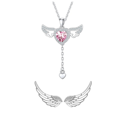 сребърен комплект с ангелски крила